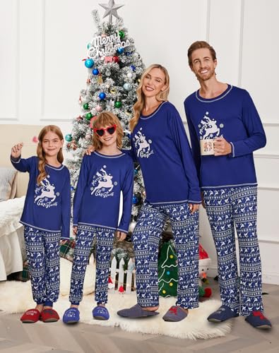 Ekouaer Matching Family Sets Christmas Pajamas Set Xmas PJS Sleepwear Soft Christmas Matching Jammies