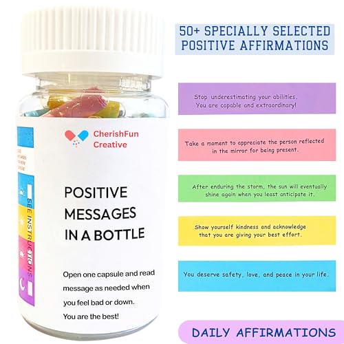 50 Positive Messages In A Bottle, Positive Affirmations Gifts for Women, Daily Message in a Bottle, Motivation Gift, Mental Health Gifts for Women Men, Stress Relief Self Care Kit for Mediation - Image 4