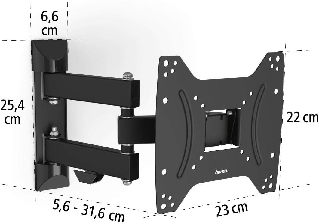 Get Discount Offer Hama Fullmotion TV Wall Bracket, Tilt, Swivel, Extendable, Fully Movable, for televisions 19 – 48 inches, VESA up to 200x200, Black