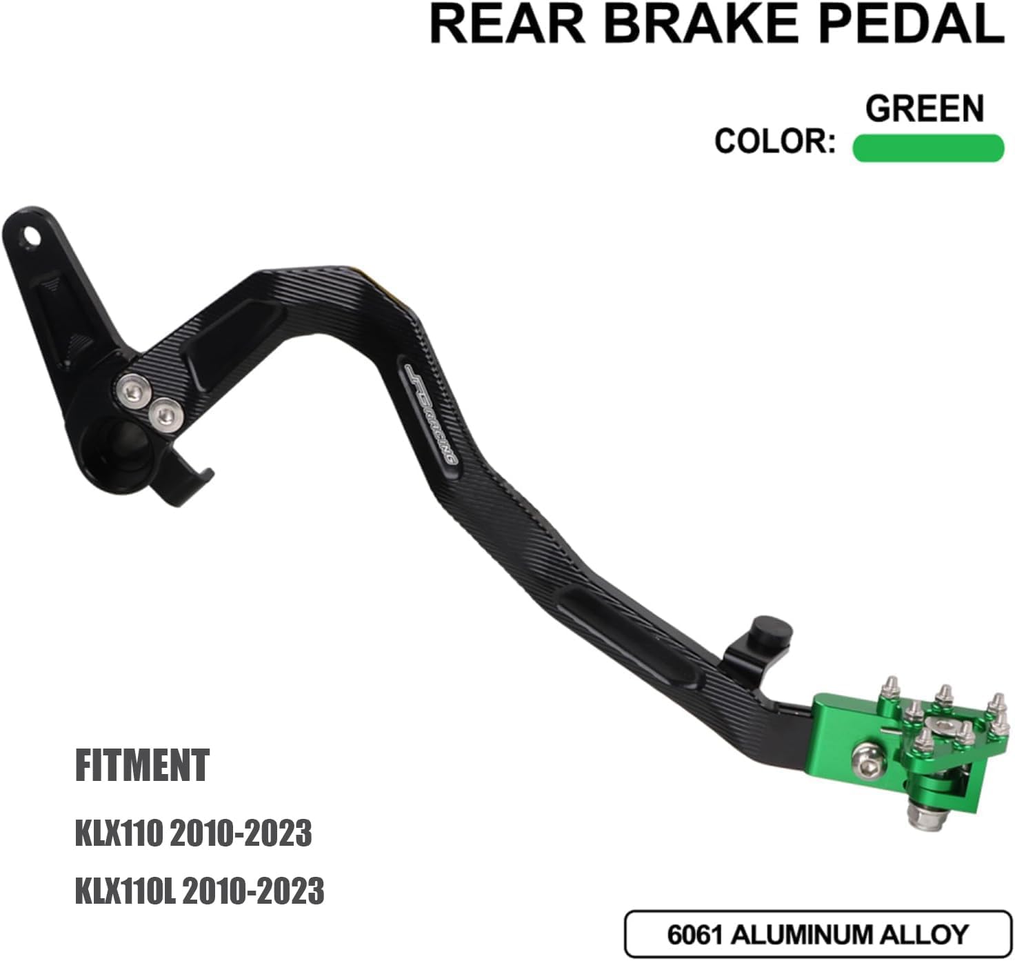 JFG RACING Brake Pedal Foot Lever for KLX110,Folding Dirt Bike Rear Brake CNC Forging Aluminum Alloy for KLX 110/KLX110L 2010-2023 Green