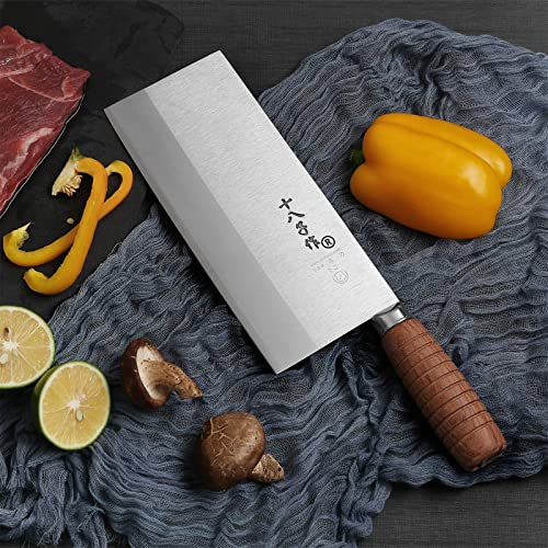 Foto von SHI BA ZI ZUO 8-Zoll-chinesisches Kochmesser, dünnes, leichtes Küchenmesser, Edelstahl-Gemüsemesser, Antihaft-Klinge mit rutschfestem Holzgriff,F208-2