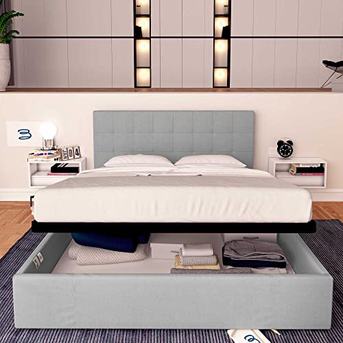 Baldiflex Einzelbett mit Stauraum, Modell Dublino, aus Kunstleder, Lattenrost, für Einzelbetten 140 x 190 cm, elegantes Kopfteil in Hellgrau – Bild 3