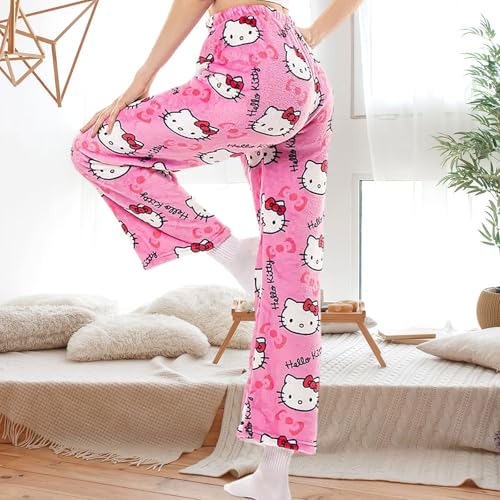DaengGeGe Pyjama Hosen, Schlafanzughose Damen, Flanell Pyjamahose Damen, Kuschel Pyjama Damen, Pyjama Hose Weihnachten