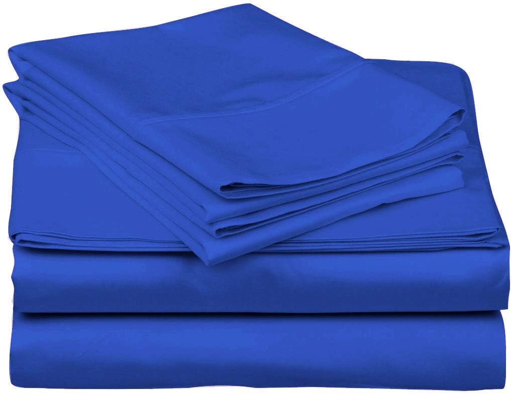 4 PC Bedding Sheet Set 8" Deep Pocket 800 TC 100% Cotton -Designed for Your Bedrooms,RV,Campers,Boat and Motor Homes Easy to fit in Any Mattress- Royal Blue Solid (48 x 80) RV Three Quarter