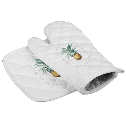 Pineapple Insulation Gloves and Pot Holders Polyester Heavy Duty Cooking Gloves for Cooking Baking Grilling Pot Holders Sets 2 PCS