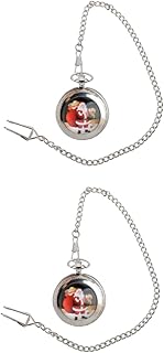 2 Peças Relógio De Bolso Relógio Retrô Relógio Vintage Relógio De Quartzo Com Corrente Relógio De Natal Relógio Fob De Natal Relógio Pendurado Acorrentado Relógio Com Tema De