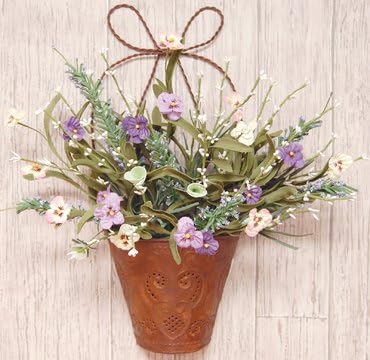 Butterfly Pansy Wall Bucket w/Flowers