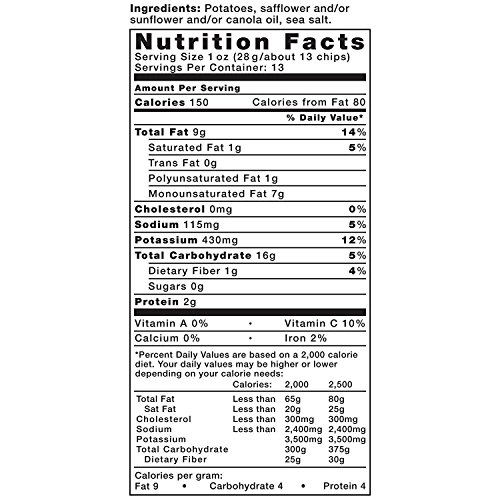 Image of Kettle Brand Potato Chips, Sea Salt, 13 Ounce Party Size, Pack of 10