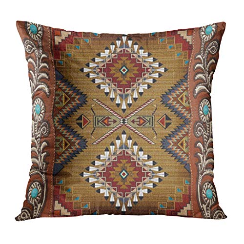 Artsocket Set Of 4 Throw Pillow Covers Tribal Western Geometric Burgundy Green Endless Native Designs Southwest Country Benson Decorative Pillow Cases Home Decor Square 18X18 Inches Pillowcases #TOP2