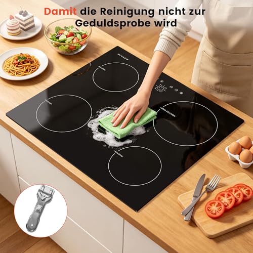 Foto von 60cm Induktionskochfeld 4 platten, Autarkes Einbau Induktionsherd, 6400W