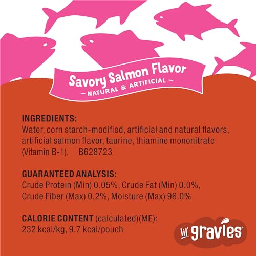 Purina Friskies Lil Gravies Cat Food Complement, (16) 1.55 oz Pouches | Savory Salmon Flavor lickable cat treat, gravy topper for kibble or a tasty snack, no artificial colors or preservatives - image 5