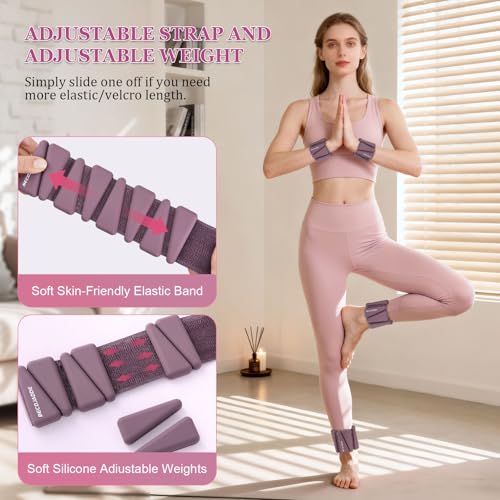 Image of BECOJADDE Ankle Weights Set of 2 (1 lb /2 lb /3 lb Each) Adjustable Wrist Weights for Women Men Wearable Arm Leg Weight for Pilates, Running, Walking, Workout, Yoga