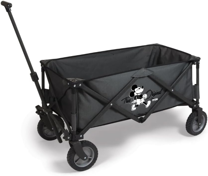 PICNIC TIME Disney Mickey Mouse Adventure Wagon Folding Wagon, Wagon Cart, Sport Utility Wagon, Beach Wagon Collapsible, (Dark Gray)