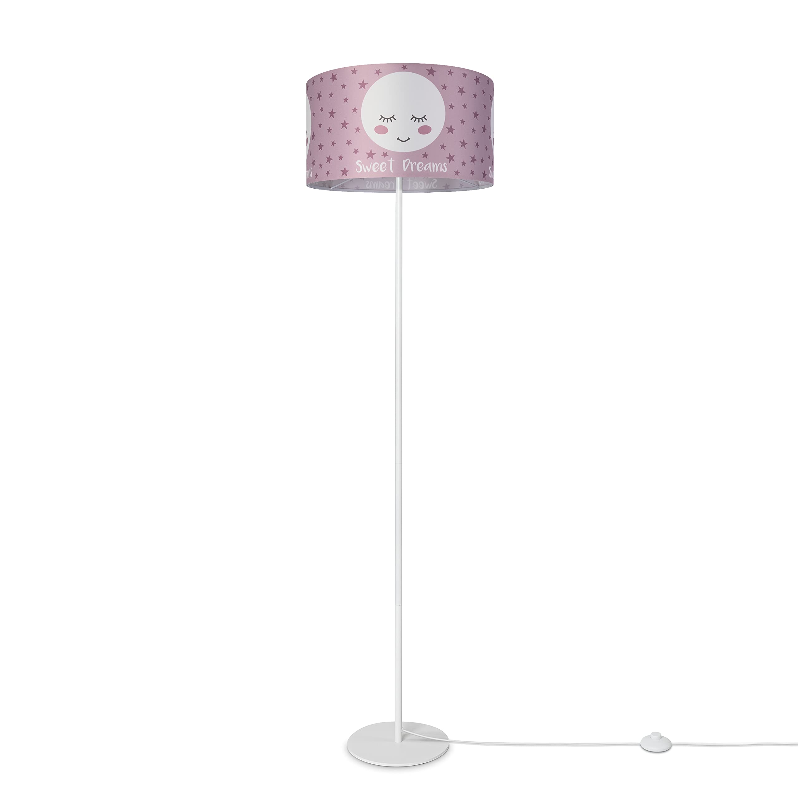 Paco Home Lampadaire Lampe Enfant Lampe Lecture Chambre Enfant Abat-Jour Tissu Rond Ã?toiles Lune Bébé E27