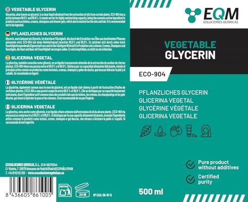 EQM - ECO-904 - Glycérine Végétale 500ML - Pureté 99,5% - Qualité Pharma – vue 9