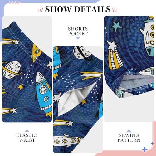 ZZXXB Space Rocket Planet Print Boys Long Pants Soft Trousers Elastic Waist Kids Lounge Bottoms with Pockets S-XL4