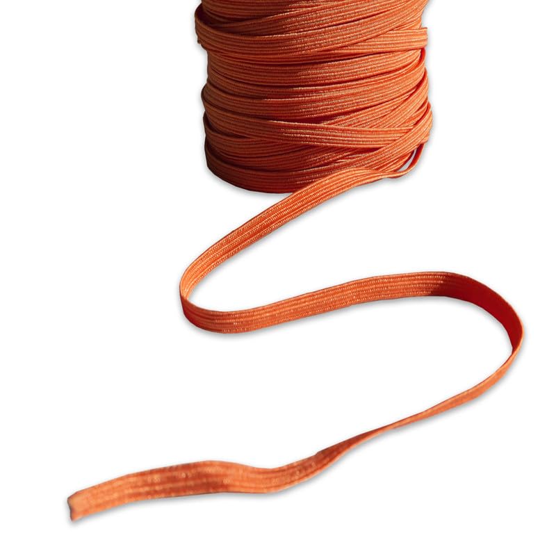 Orange 5mm Elastic Cord Flat Stretchy Thread Hat Elastic Cord Thin Elastic Beading String For Masks Hats Jewellery Crafts Hair Accessories Threading Tags (Orange - 5mm - 100 Meters)