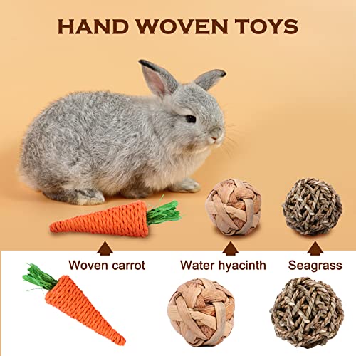 Vespro Rabbit Chew Toys 16Pcs Bunny Toys For Rabbits Guinea Pig Toys Natural Timothy Hay Sticks Chinchilla Toys For Teeth Handmade Bunny Treats Gift Apple Wood Sticks Hamster Rat Gerbil Teeth Care #TOP3