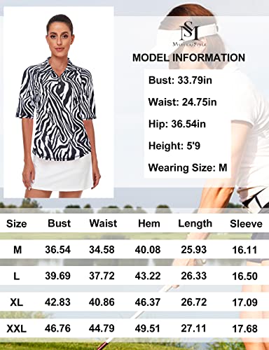 Misyula Athletic Tops For Women,Short Sleeve Quarter Zip Golf Shirts Uv Protection Dry Fit Workout Top Relaxed Fit Tennis Training Jogging Performance Active Wear Outfits Zebra L #TOP5