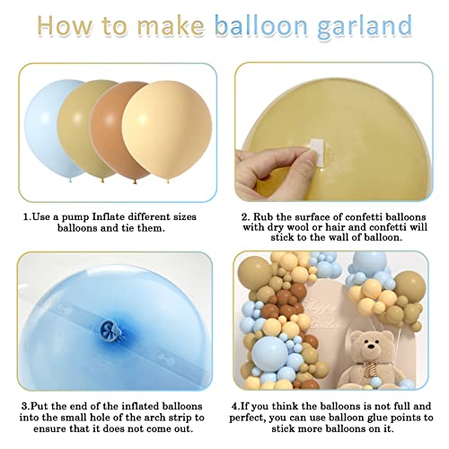 Blue Tan Brown Nude Balloons For Balloon Garland Kit, Boho Brown Nude Balloons Neutral Blue Balloons Bear Theme Balloon Arch Kit For Boys Baby Shower Gender Reveal Birthday Party Decorations #TOP6