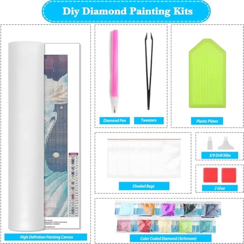 Loisirs créatifs adultes : kit complet de broderie diamant pour s'initier au point de croix 5D - 6