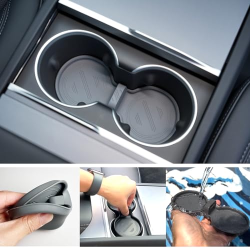 Portavasos de silicona para Tesla Model 3 2024 gris miniatura 4