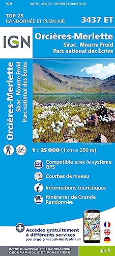 IGN Orcières-Merlette.Sirac.Mourre Froid.Pn des Écrins - Carte topographique