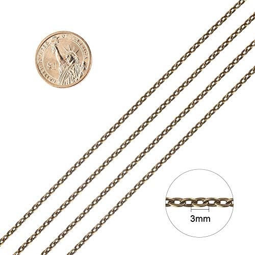 NBEADS 10 Pcs Chain, 80cm Long Antique Bronze Iron Wire Chain with Lobster Clasp for Pendants Necklace Bracelet Diy Jewellery Making