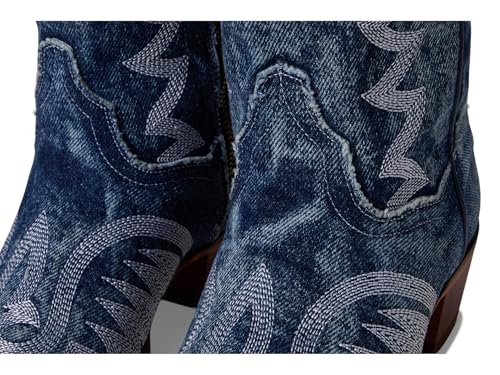 Image of Dan Post Boots Womens Denim Darlin Snip Toe Zippered Casual Boots Mid Calf Low Heel 1-2 inch - Blue