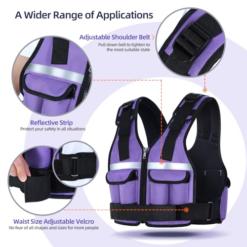 Image of Sportneer Adjustable Weighted Vest Weights: 2-18 lbs /2-42 lbs Washable Weight Vest for Walking 16 In 1 Fast Adjust Rucking Vest for Women and Men Home Gym Running Jogging Strength Training Vests