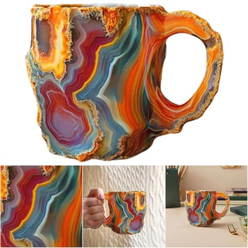 Taza de café de resina diseño cristal mineral rojo volcánico
