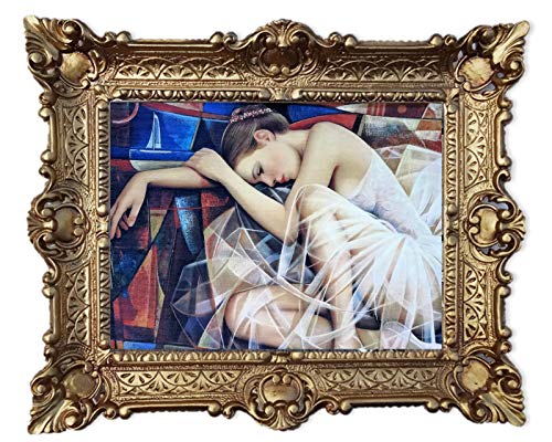 Danseuse en forme de ballerine sur toile avec son cadre ancien pour chambre cosy