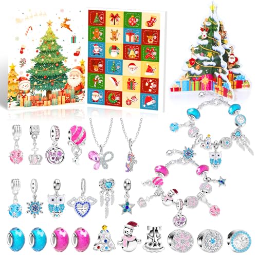Calendario Dell'Avvento 2025 Fai Da Te Con Gioielli Per Ragazze - 24 Ciondoli, Bracciali E Anelli In Lega E Resina - Regalo Di Natale
