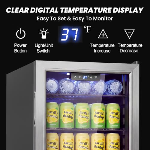 Image of Velivi Beverage Refrigerator, 3.2 Cu.Ft. Mini Fridge with Glass Door