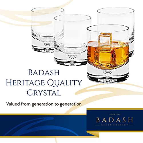 Badash Galaxy Crystal Old Fashioned Glasses - Set Of 4 Mouth-Blown Lead-Free Crystal - 4 Oz. Rocks Glasses For Whiskey, Bourbon, And Scotch #TOP6