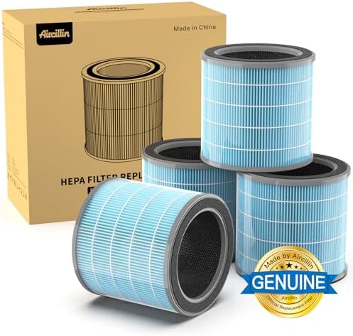 Aircillin Air Purifier AP070A & AP070B Replacement Filters, Efficiency Activated Carbon, High-efficiency HEPA Filter, 4 Pack