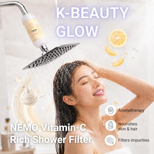 Image of NEMO Vitamin Shower Filter (Spa Yogurt) | Made in South Korea | Vitamin C + Glycerin Enriched | For Soft Skin & Smooth Hair | Advanced Chlorine & Rust Removal | De-stress with Aromatherapy