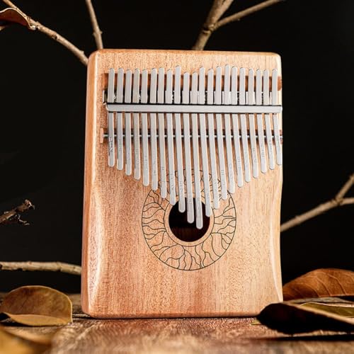 Kalimba para principiantes con 21 teclas, cuerpo de madera de caoba maciza, tono de tecla C y martillo de afinación (madera)