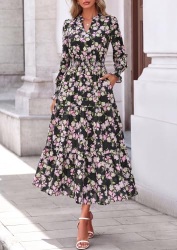 PRETTYGARDEN Women's Floral Maxi Dress Fall A Line Wedding Guest Dresses - image 2