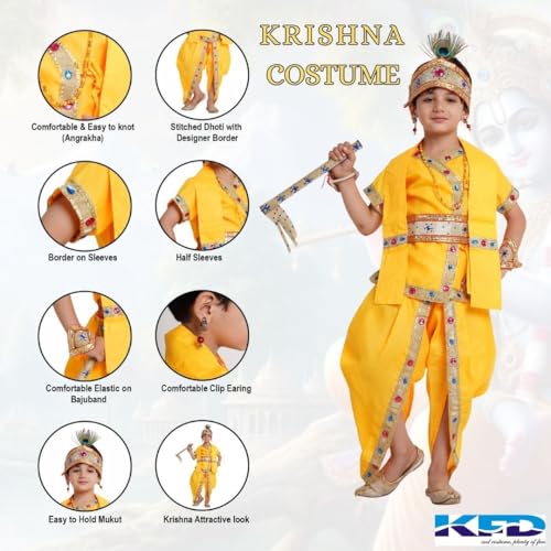 Image of Kaku Fancy Dresses Ramayan Costume for Kids | Infant Baby Ram Dress | Mata Sita /Seeta Costume | Hanuman Costume for Boys with Accessories