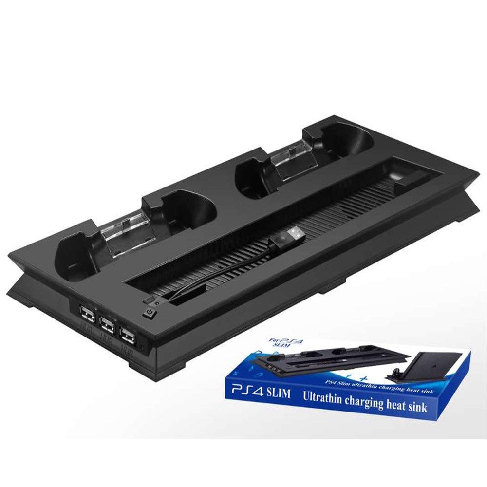 Base vertical vertical para PS4 Slim de carga y controlador de ventilador PlayStation 4 en 1