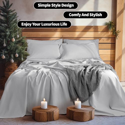 Image of LBRO2M 100% French Pure Linen Sheet Set 6Pcs, 16 inch Deep Pocket Queen Size
