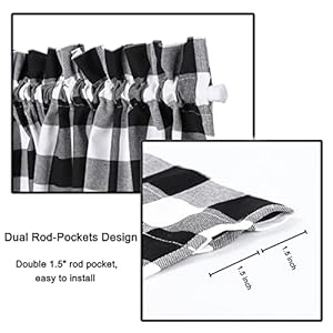 French Door Curtains Buffalo Plaid Curtains for Front Door Glass Door Classic Farmhouse Sheer Door Window Curtain Panels with Tieback 54 x 72 2 Pack Black White Grid