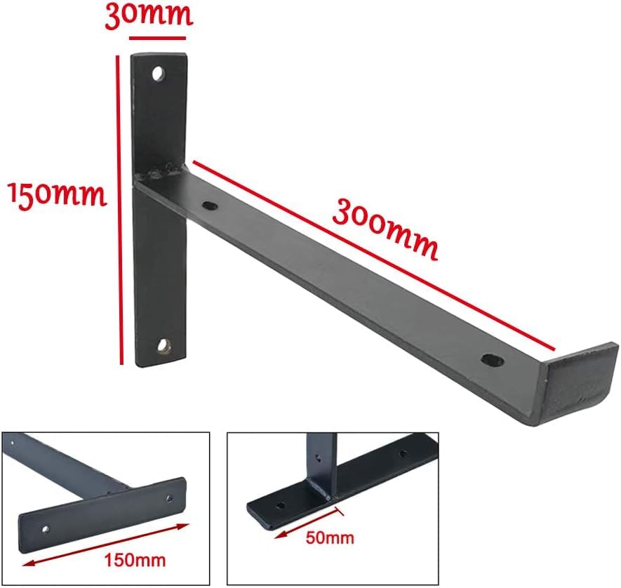 Soportes de estante flotantes resistentes, soportes angulares montados en la pared para estanterías rústicas de bricolaje, incluye accesorios de instalación, 300 x 150 mm