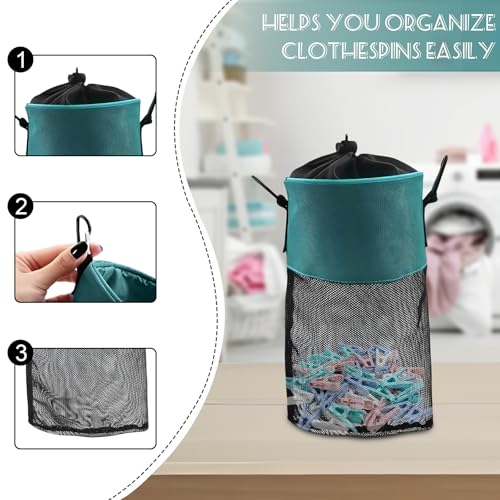 Wäscheklammerbeutel，Suuwwn Wäscheklammern Beutel mit Haken zum aufhängen Platz bis zu 300 Klammern tragbar Wäscheklammerbeutel schnell trocknendes Tasche für Wäscheklammern