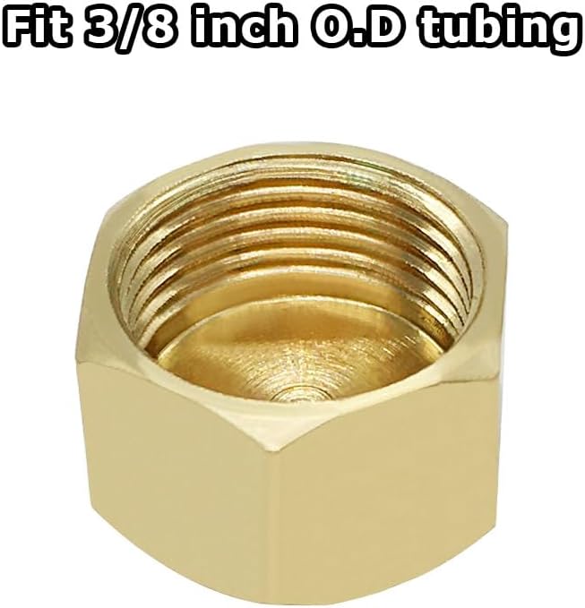 Hooshing 20PCS 3/8 Inch Brass Compression Cap Stop Valve Flare Tube Cap Gas Line Cover Compression Pipe Fittings