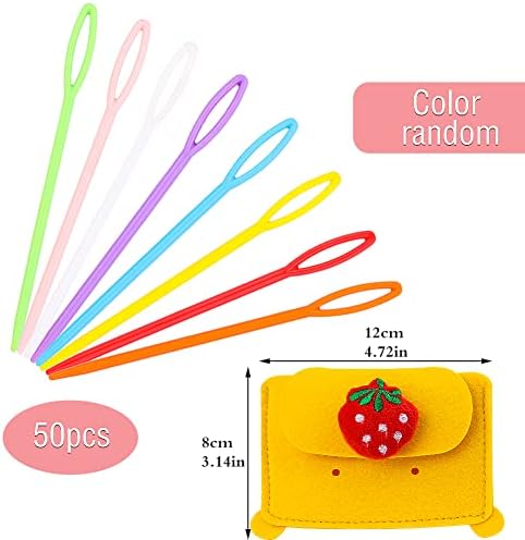 100 pcs Large-Eye Plastic Sewing Needles, 7cm Plastic Weaving Needles, Colorful Yarn Sewing Needle with Storage Bag, Plastic Lacing Needles for Crochet Darning Sewing Handmade Crafts(Random Color)