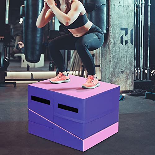 Gymax Gymnastics Mat, Folding Incline Cheese Wedge Mat With Waterproof Detachable Leather & Carry Handle, Easy To Clean 48‘’ X 24’’ Tumbling Mat For Exercise, Yoga, Kids Home Gym Fitness (Pink+Purple) #TOP7