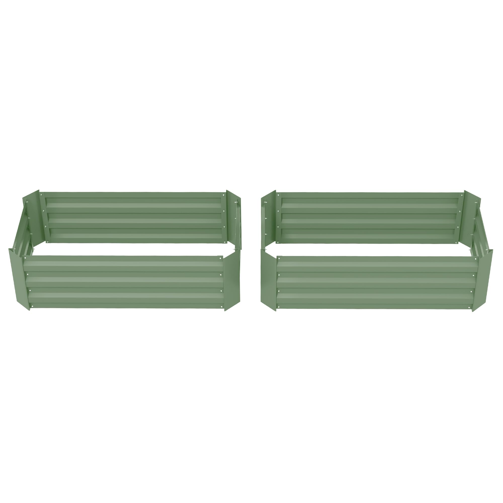 Outsunny Lot de 2 Carré Potager de Jardin 100L x 50l x 30H cm Vert | Tôle d'Acier Ondulée, Potager Extérieur