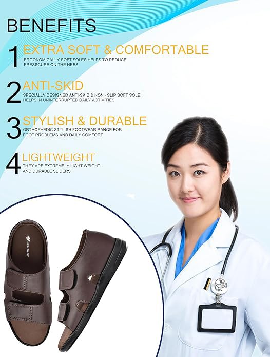 Image of HEALTH FIT Men's Diabetic & Orthopedic with Extra Soft Comfortable Sandal